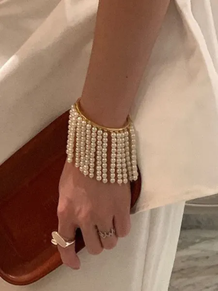 DESIGNER JEWERLY Браслет женский жемчужный с цепочками