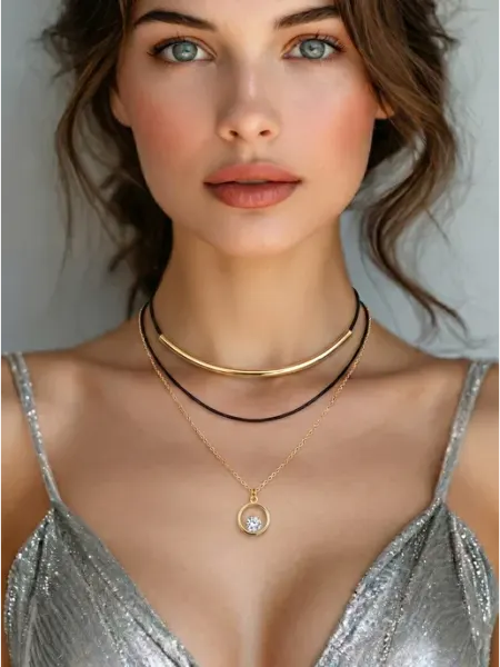 LADY DIAMOND Чокер на шею Колье многослойное Украшение черное бижутерия