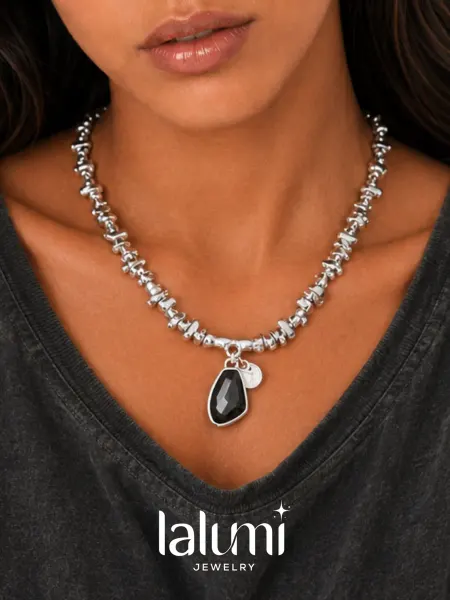 LALUMI jewelry Колье с кристаллом гематит тренд