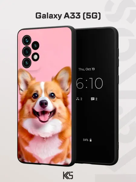 Варибрус Чехол на Samsung A33 5G с принтом Улыбчивый корги