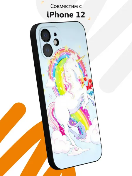 Мобилиус Чехол на iPhone 12 с принтом Единорог
