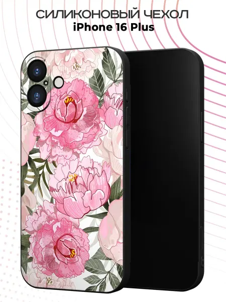 FACTORIA Чехол на Apple IPhone 16 Plus с принтом Пионы