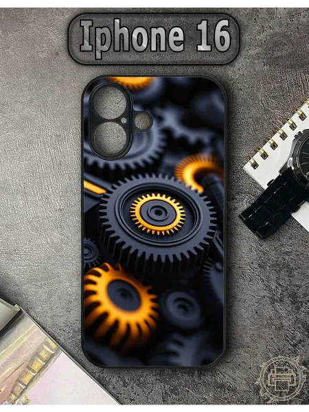 TypoPrint Чехол на iPhone 16 с принтом Шестеренки