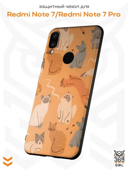 OWL369 Чехол на Xiaomi Redmi Note 7 с принтом Котики
