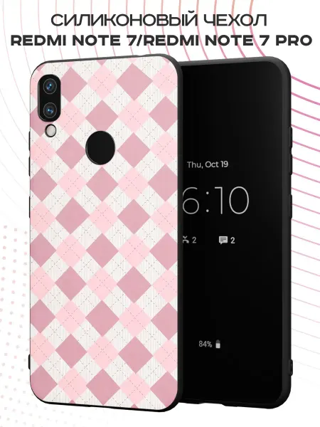 PBl store Чехол на Xiaomi Redmi Note 7 с принтом в клеточку
