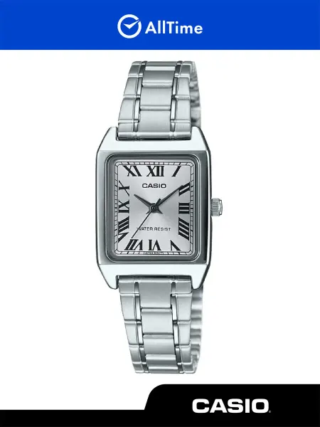 Casio Часы наручные серебряные с браслетом маленькие кварцевые