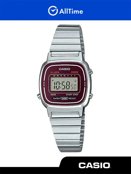 Casio Часы наручные электронные серебряные с браслетом маленькие