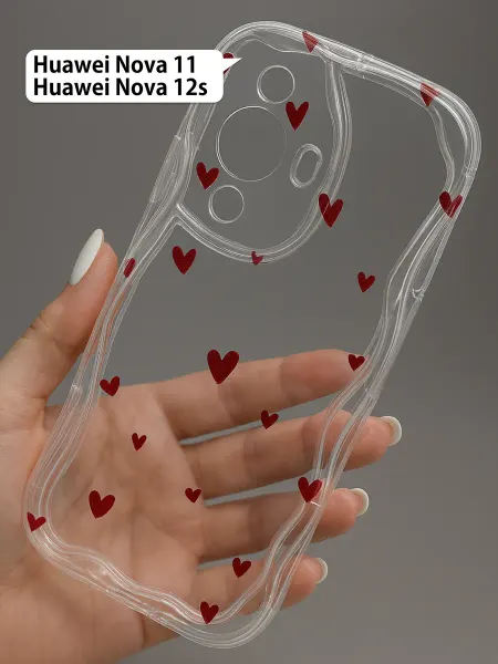 РИНОФОН Рельефный чехол с сердечками на Huawei Nova 11, Nova 12s