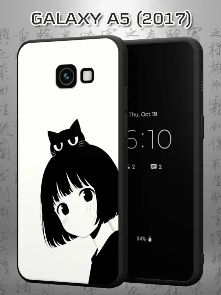 Case Маркет Чехол на Samsung A5 2017 с принтом Девушка с котом