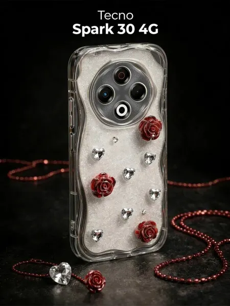 РИНОФОН Чехол с розами и кристаллами на Tecno Spark 30 4G