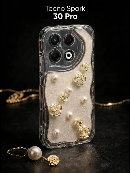РИНОФОН Чехол с розами и жемчугом на Tecno Spark 30 Pro