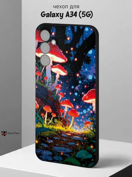 QuestCase Чехол на Samsung A34 5G с принтом Грибы