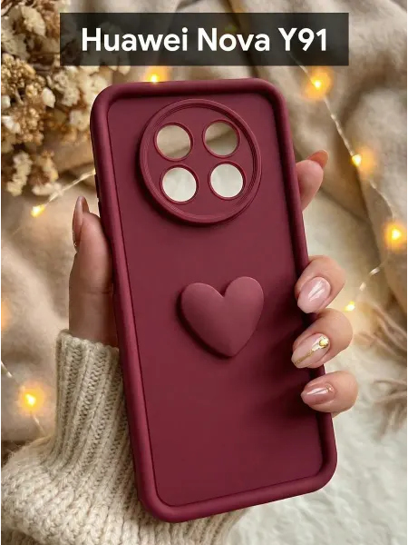 Red Cat Чехол на Huawei Nova Y91 Сердечко Бордо