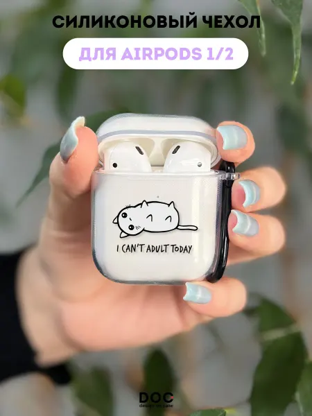 DesignOnCase Чехол на AirPods 1 2 с принтом котёнок