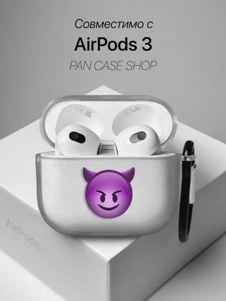 PANCASE Чехол на AirPods 3 с принтом смайлик демон