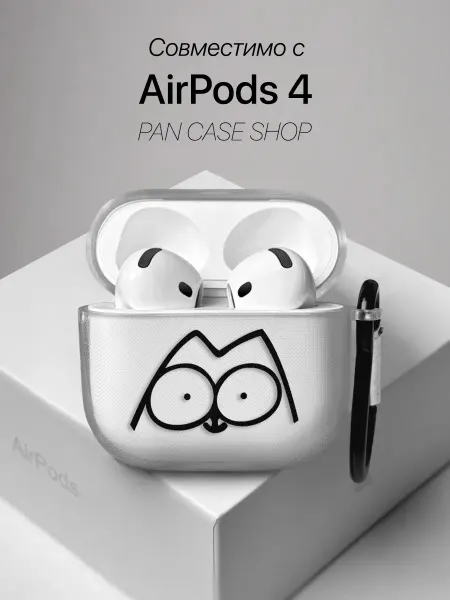 PANCASE Чехол на AirPods 4 с принтом котик прикольный