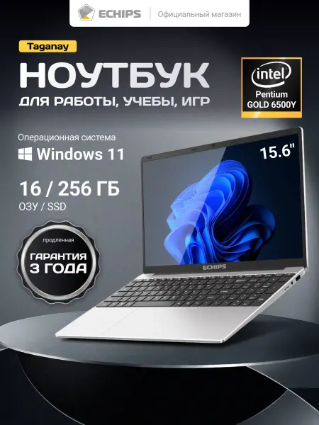 Echips Ноутбук для работы и учебы Taganay 15,6" IPS 16 256 GB