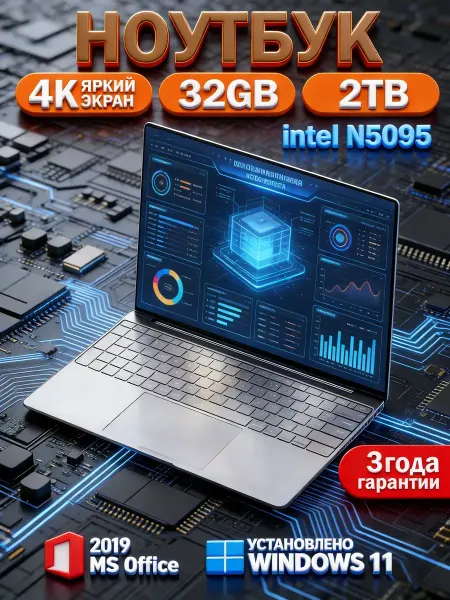 Ноутбук 32ГБ 2TБ Intel Для Работы и Учебы