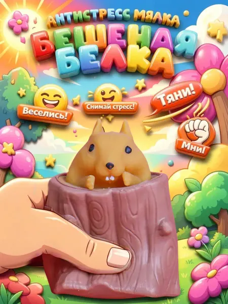 Антистресс игрушка белка мягкий мялка тянучка