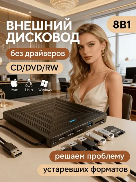 Внешний дисковод для ноутбука и компьютера