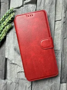 Чехол книжка для Samsung Galaxy A57 кожаный с магнитной застежкой / Самсунг Галакси А57 с хлястиком / flip чехол для Samsung A57 5G с функцией подставки , красный