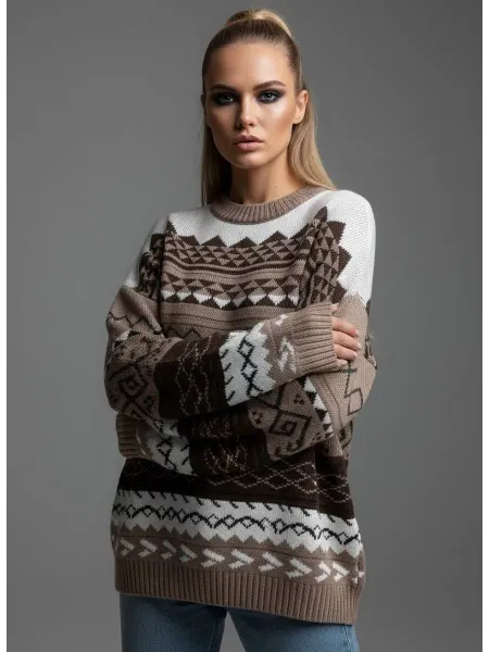 Trendy Boutique Свитер женский вязаный оверсайз с принтом
