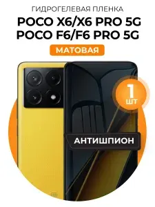 Гидрогелевая защитная пленка на Poco X6 5G, Poco X6 Pro 5G, Poco F6 5G, Poco F6 Pro 5G антишпион 1шт Матовая