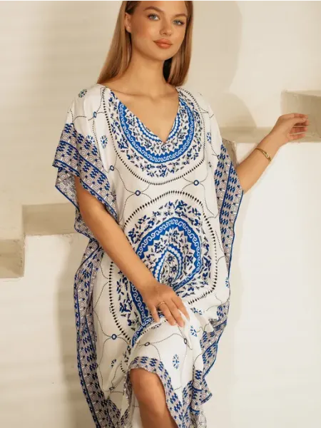 Leah.wear Длинная туника платье пляжное штапель
