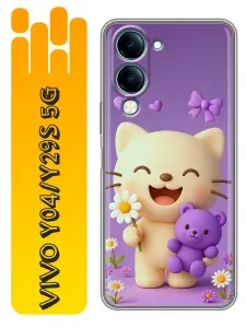 Чехол для Vivo Y04, Vivo Y04s, Vivo Y29s 5g с принтом котята (женский) на Виво У04, Виво У04s, Виво У29с 5G
