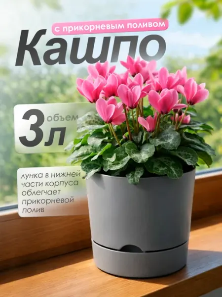 5Plast Кашпо для комнатных цветов с прикорневым поливом 3 л