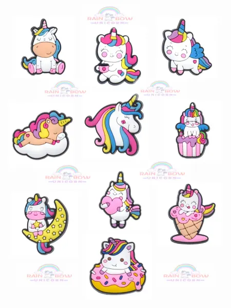 Rainbow unicorn Джибитсы на crocs Единорог набор 10 штук