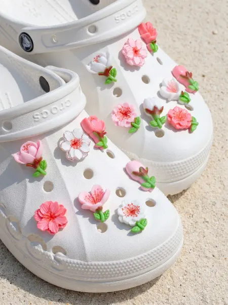 Jibba 15 штук джибитсы на crocs розовые