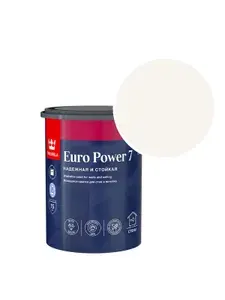 Краска моющаяся Tikkurila/Tikkivala Euro Power 7 RAL 9016 (Транспортный белый - Traffic white) 0,9 л