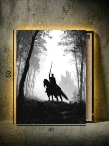 0Картина на холсте / Черный рыцарь на коне / Dark Fantasy / 40х50