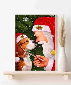 Бигль, Christmas, Плакат Акварель А3 ( 30х42 см. )