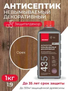 Антисептик-консервант декоративный невымываемый орех Neomid 435 концентрат 1 кг