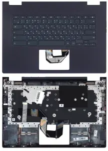 Клавиатура для ноутбука Lenovo Yoga Chromebook C630 Series, p/n: 5CB0U43740, черная с синим топкейсом и подсветкой
