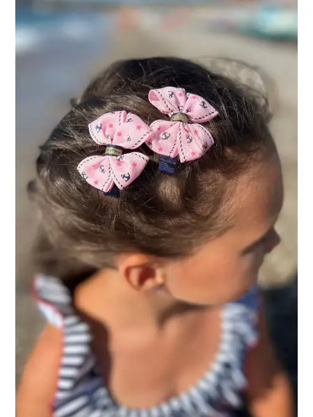 Baby's joy Бантики на зажиме для волос розовые морские 2 шт