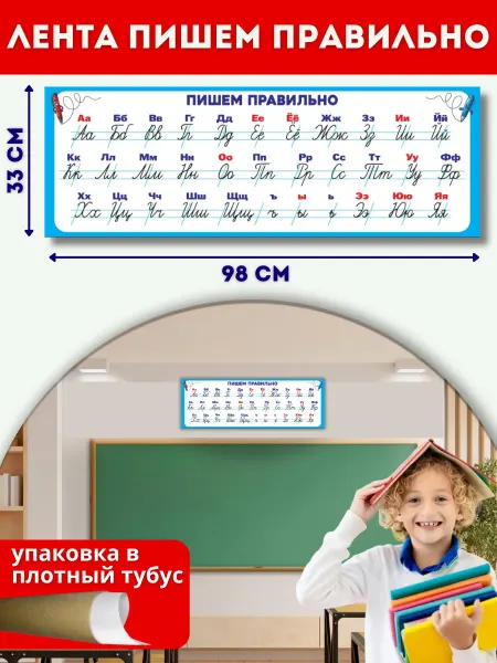 ИП Дзус Обучающий учебный плакат на стену Алфавит Прописные буквы