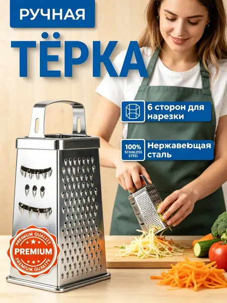 Прочная кухонная терка 6 в 1 из металла и пластика