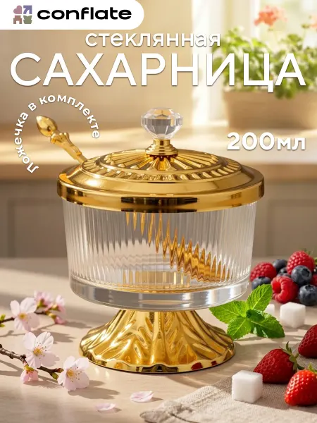 Conflate Сахарница с ложкой, ребристая, 200 мл