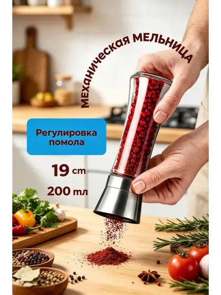 Ручная мельница специй 200 мл из нержавейки