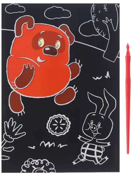 Нет бренда Гравюра детская "Винни-Пух" со штихелем, скретчинг