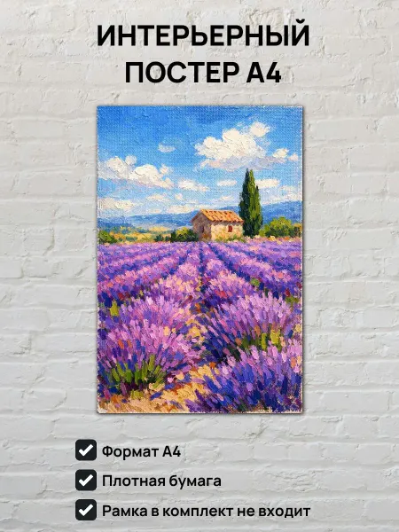 Интерьерный постер А4 Картина с лавандой