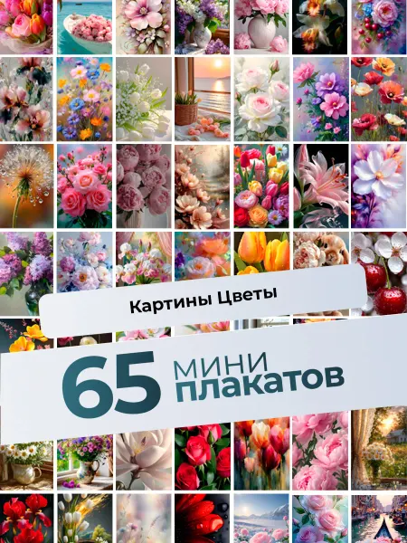KONNESSI Постеры с Картинами с цветами. 65 шт
