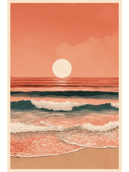 Poster Mall Постер Закат на море терракота 30х40 см