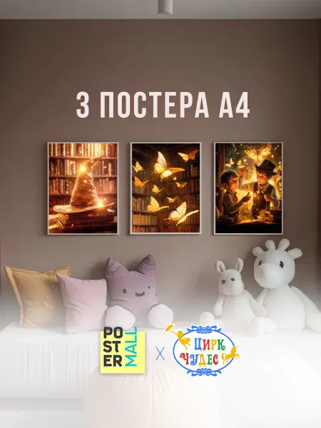 Poster Mall Постер на стену в детскую 3 шт. - Шоу Иллюзий 30х40