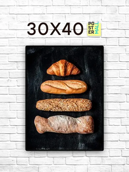 Poster Mall Постер на стену на кухню . Фото свежего хлеба 30х40