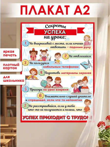 ТМ праздник Плакат школьный поведение на уроке в класс А2