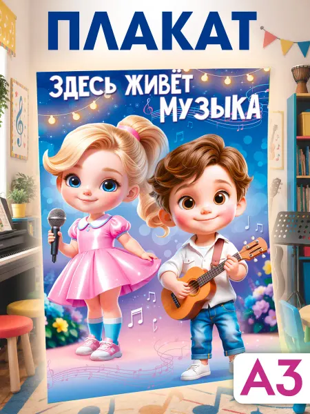 ТМ открытая планета Плакат музыкальный в детский сад для оформления